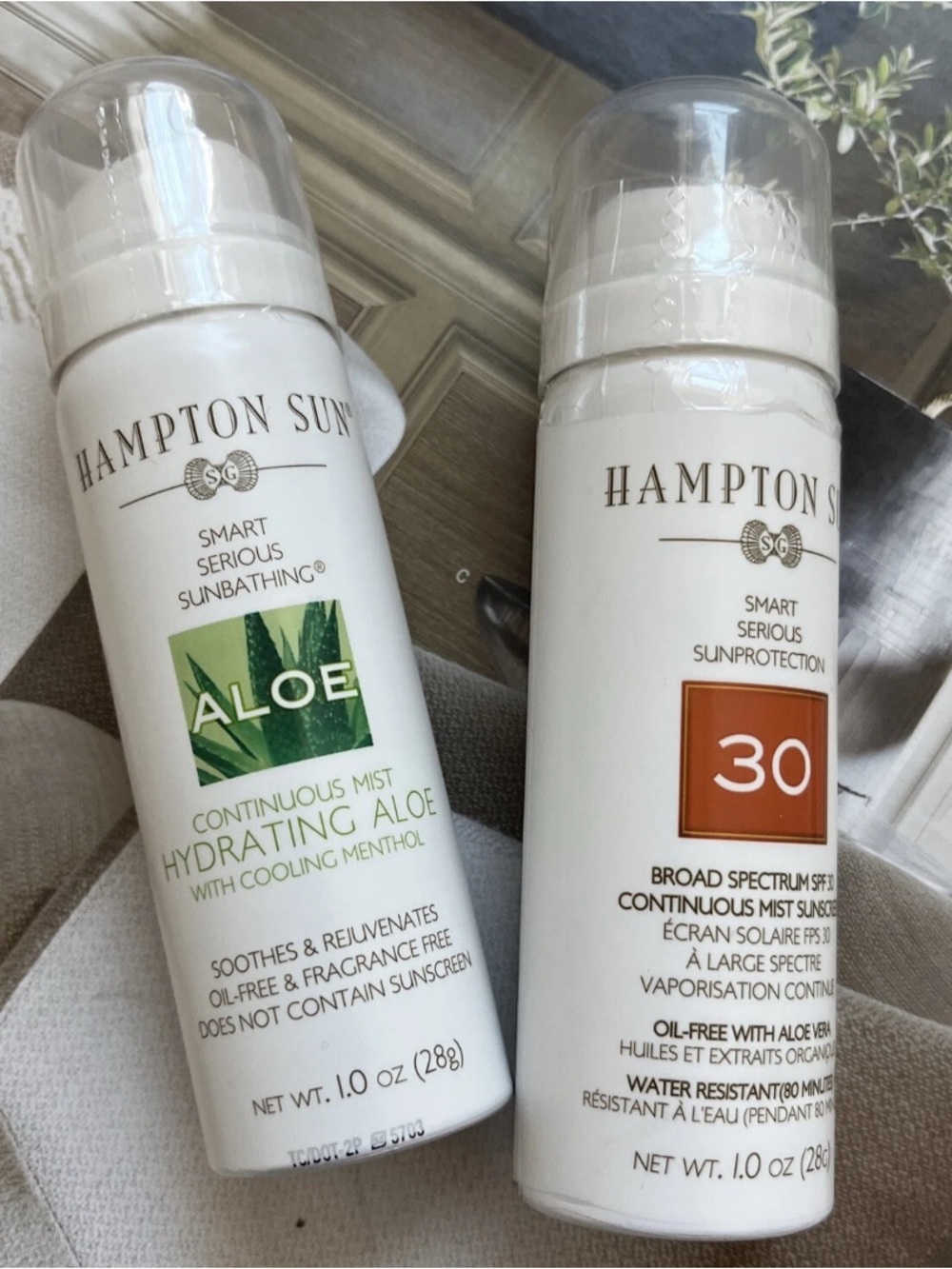 Hampton Sun SPF30 Continuous Mist Sunscreen REEF SAFE 1oz/28g + Hydrating Aloe